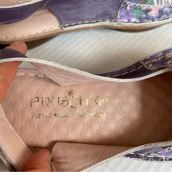 Anuschka Hand Painted Floral Leather Slingback Flats Shoes Size 37/6.5 38/7.5 - Picture 10 of 10